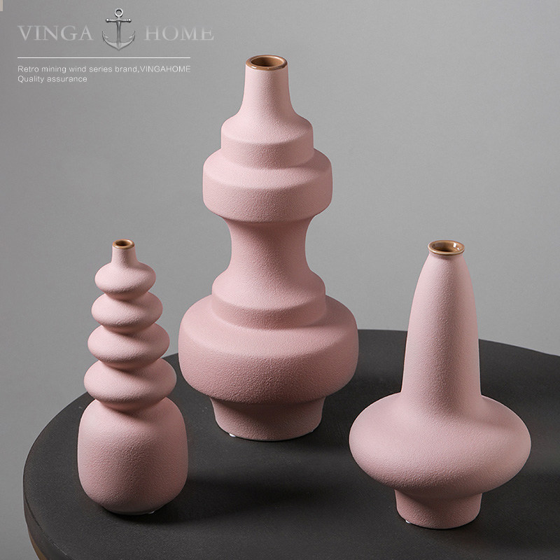 Nordic art ceramic small mouth vase decoration designer living room dining room model room flower soft decoration decoration