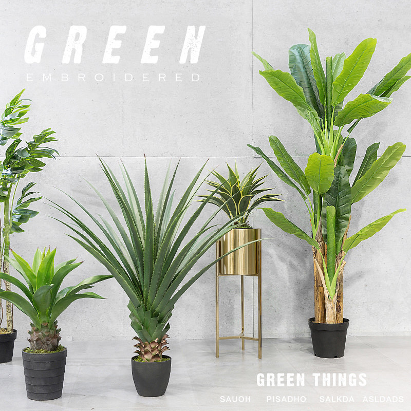 European style creative modern green plants large plants evergreen indoor living room simulation plant landing living room ornaments