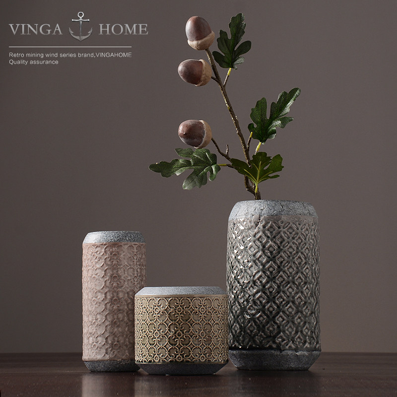 Chinese ceramic drying flower vase swinging piece living room ground floor modern minimalist fashion Nordic home-like room adornment