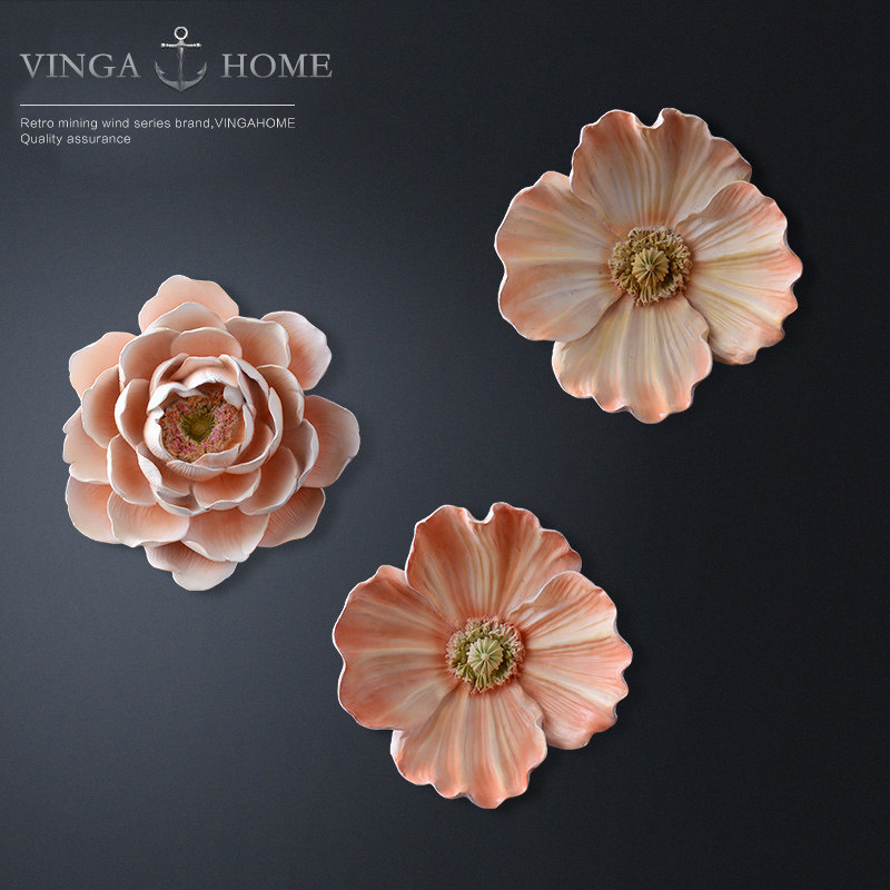 Nordic creative in resin flowers wall wall bedroom girls living room TV background wall decoration home decoration