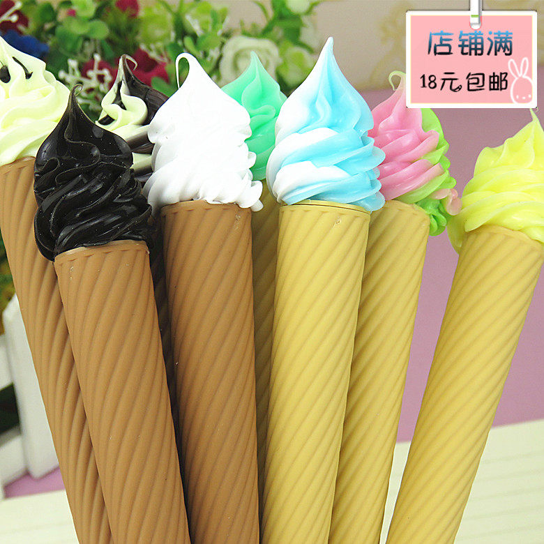 Soft Head Silicone Ice Cream Styling PEN SOUTH KOREA SMALL CLEAR NEW CUTE CARTOON ICE CREAM 0 5 BLACK PEN STATIONERY