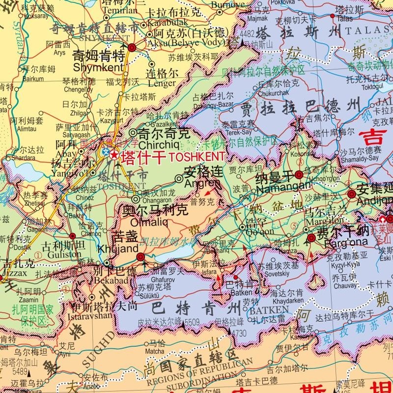 中亚五国地图全解析|哈萨克斯坦到塔吉克斯坦,自驾游贴图+交通攻略一篇搞定!🌍-交通地图-淘宝好物网