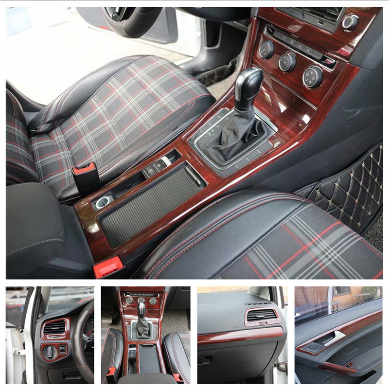 Suitable for 14-18 Golf 7 Carbon Fiber Peach Wood Interior Patch Retrofit Steak steering wheel sticker