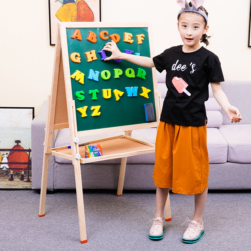 Baby drawing board Double face Magnetic small blackboard with lifting drawing frame Erasable Bracket Home Graffiti Writing