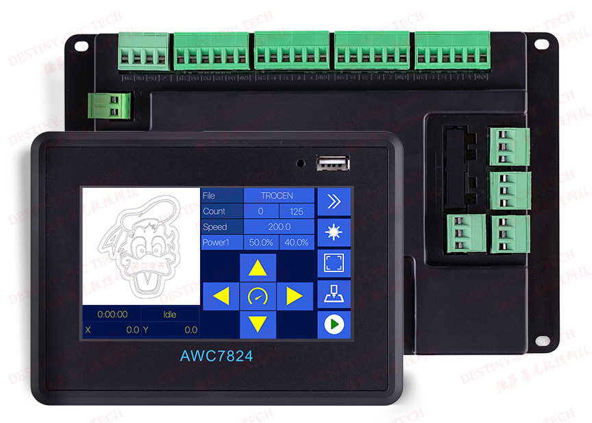 Qiancheng AWC7824 CO2 laser engraving machine cutting machine control system true color touch screen control card