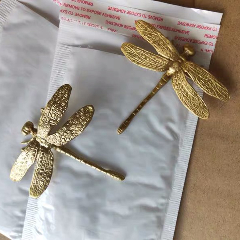 Nordic wind ins gold original brass handle insect dragonfly drawer overall cabinet door American wardrobe handle