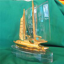 Zinc alloy metal model smooth sailing sailing business gift gift crystal boat gift