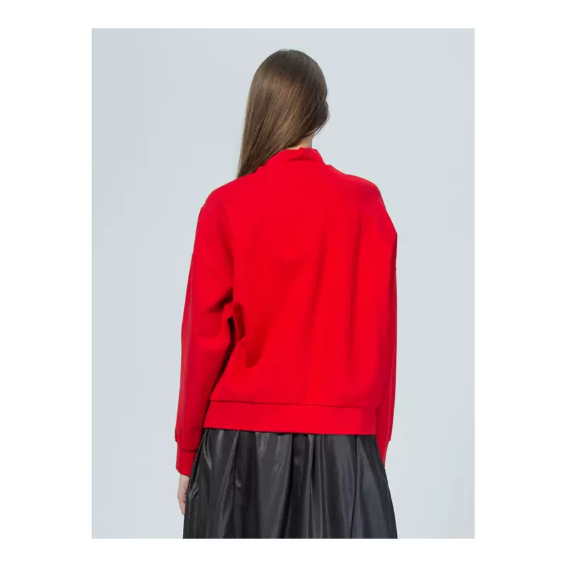 Pre-sale ZUKKA PRO chữ đỏ thêu cổ áo nhỏ nữ mùa thu và áo len mùa đông