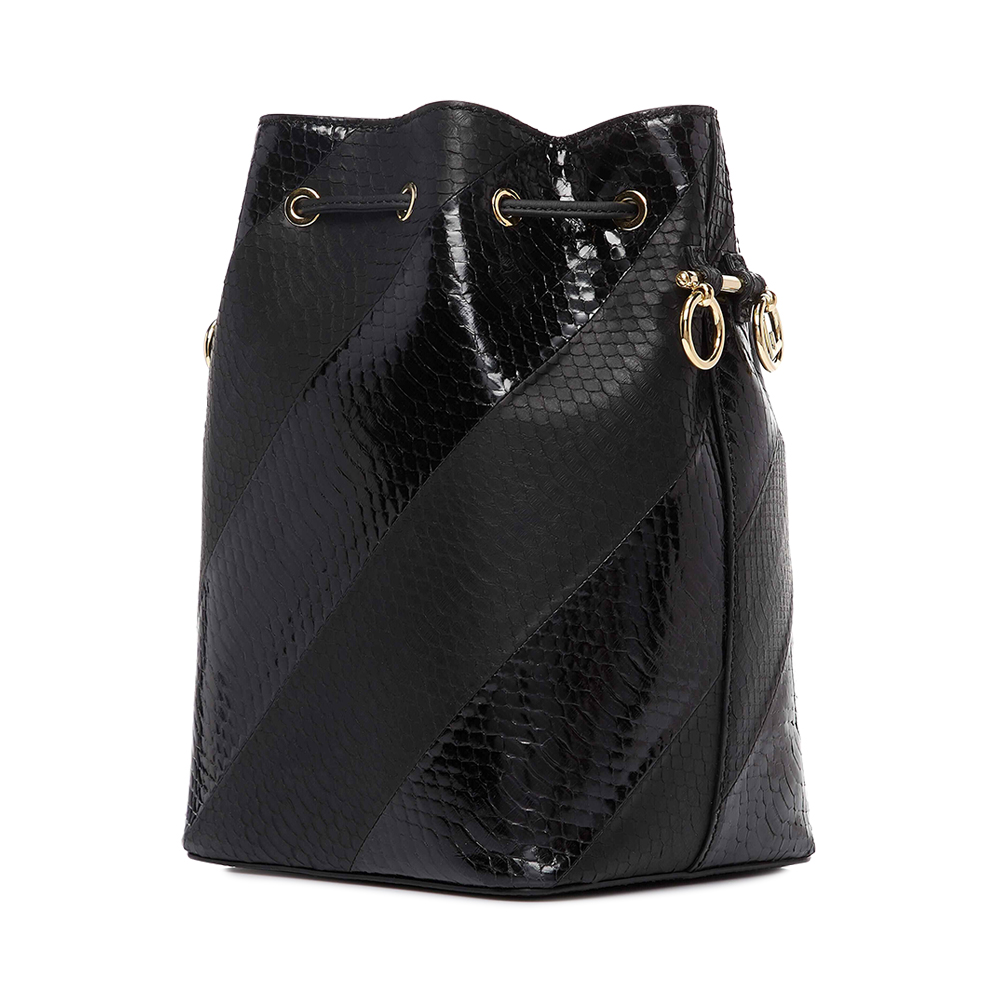 Fendi Fendi Classic Black Psoria-in LOGO nữ Túi thời trang One-Shoulder Bag Bucket Bag