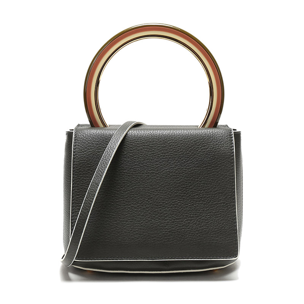 Marni MANI MS. DEEP OLIVE XANH da bò ELEGANT cầm tay VAI-dốc BAG Donut BAG