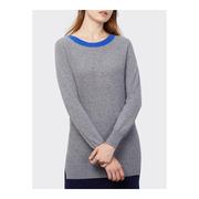 WDLS Vidolas Grey stitching Round-up Thiết kế thời trang vòng cổ nữ dài tay áo len Cashmere áo len