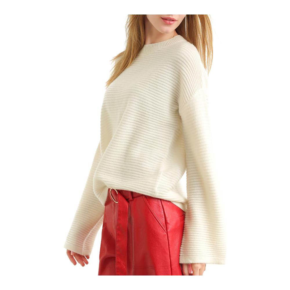 SARA PHILLIPS Multi-màu 100cashmere vòng cổ kết cấu lỏng lẻo mùa thu / mùa đông phụ nữ đan áo len cashmere áo len