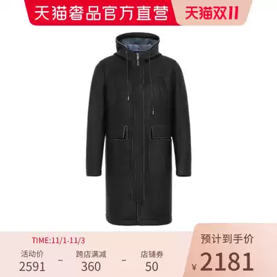 LIUmiddot JOUOMO blue black hooded woolen warm coat men's coat