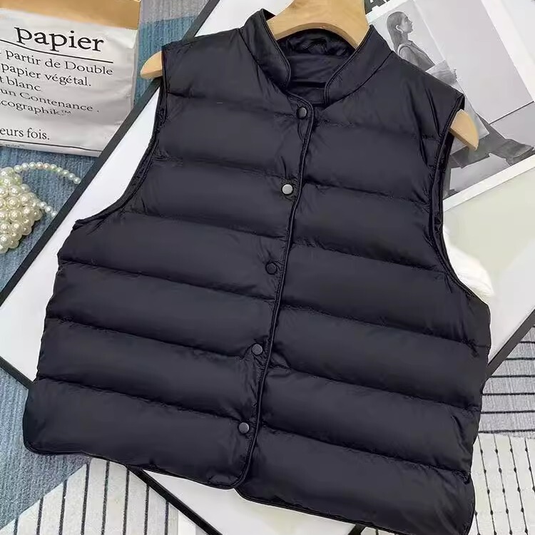 【90 White Goose Down】Women's down Vest 2025 Autumn/Winter New Short Versatile Vest with Stand Collar and Inner Liner