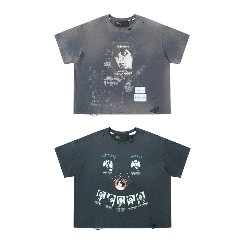 Roaring Little Eyes Paly Hollywood 26Ss Elizabeth Portrait Distressed Vintage Short Sleeve T-Shirt Roaring Little Eyes Paly Hollywood 26Ss Elizabeth Portrait Distressed Vintage Short Sleeve T-Shirt