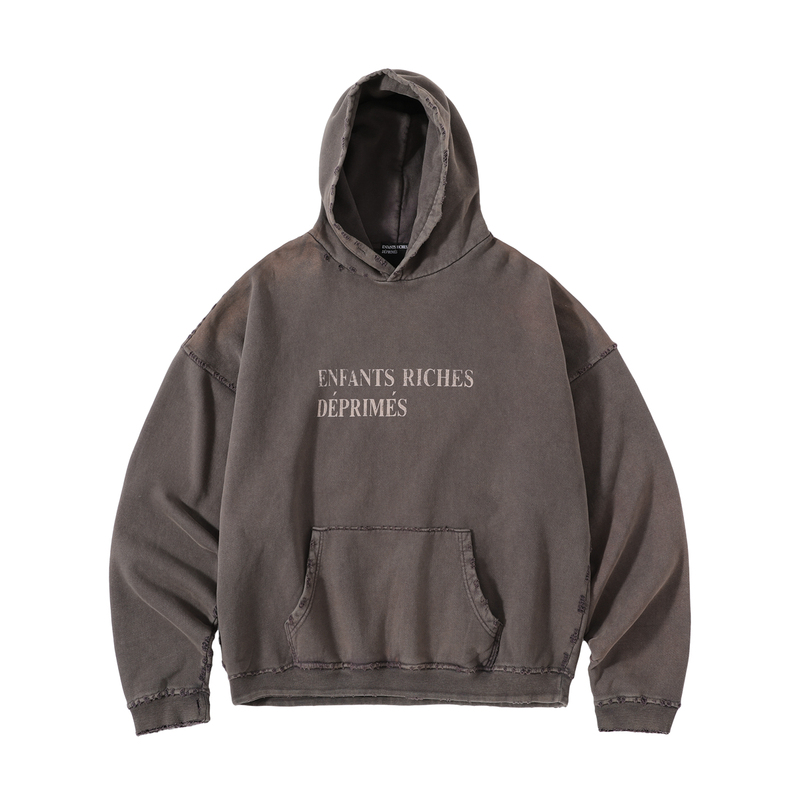 Small Eyes Erd24Fw Melancholic Rich Second-Generation Slogan Logo Sun-Faded Washed Distressed Hole Sweatshirt Hoodie
