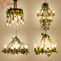 Café restaurant chandelier retro creative personality industrial style bar clothing shop hemp rope plant lamps