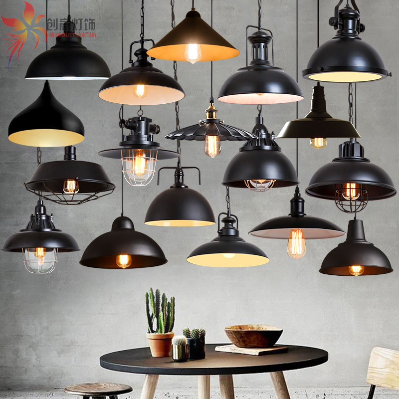 loft American Country Countryside Chandelia Industrial Wind Network Cafe Office Dining Room Bar Counter Iron Art Lid Pendant Lamp Small Hanging Lamp