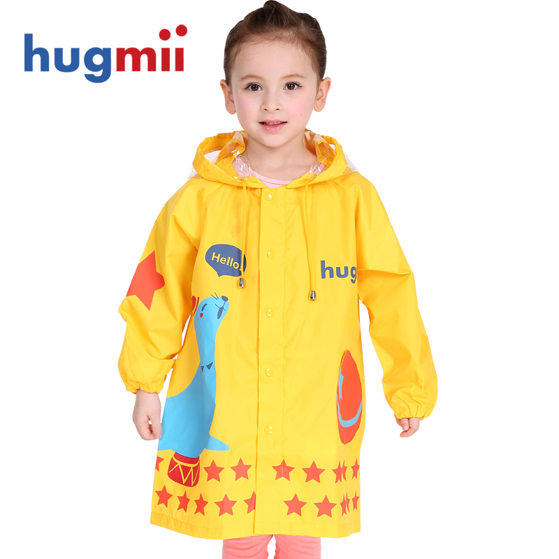 hugmii Children's raincoat Baby raincoat Korean version cartoon boy girl student raincoat seamless stitching poncho