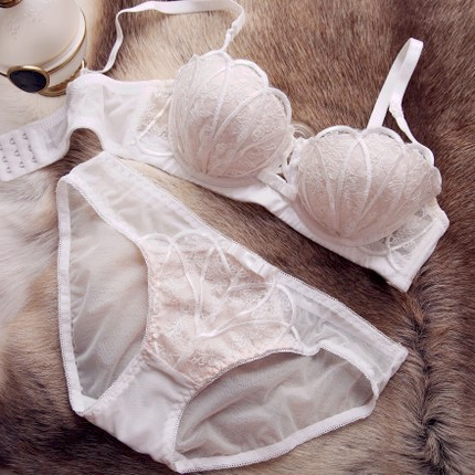 Japanese lingerie women's suit half-cup poly-woo small breasted sexy lace embroidered collection of breast-proof Drooping Shell Cup