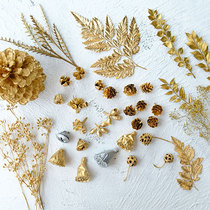 Golden floral silver mini pine cone Acacia bean Christmas handmade DIY gift box photo gilded material