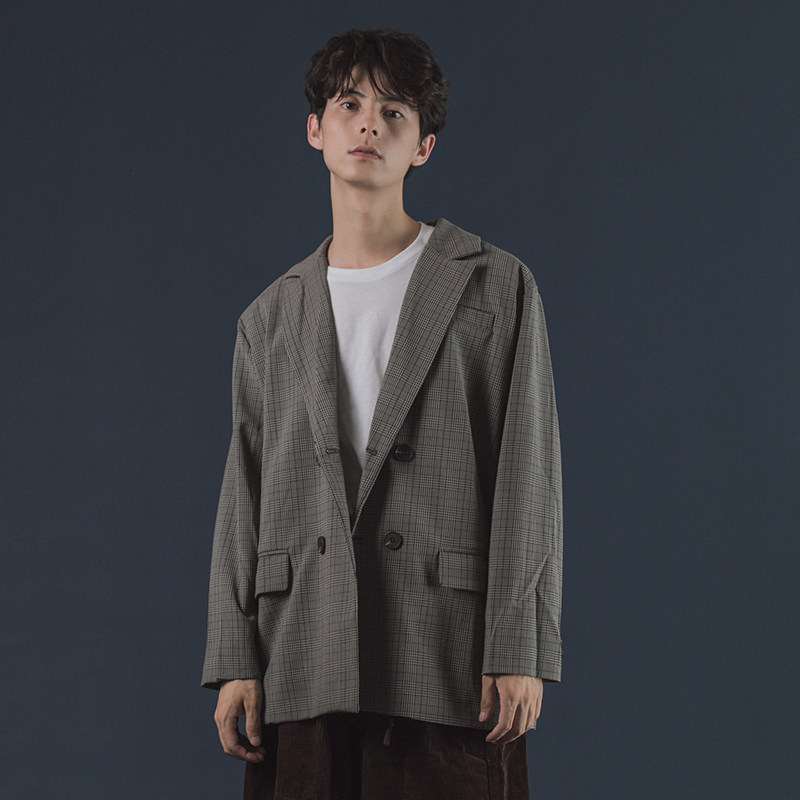 Mentmate High Cold Retro Plaid Casual Chic Suit Jacket Male And Female Korean Version Spring Autumn Easy West Suit