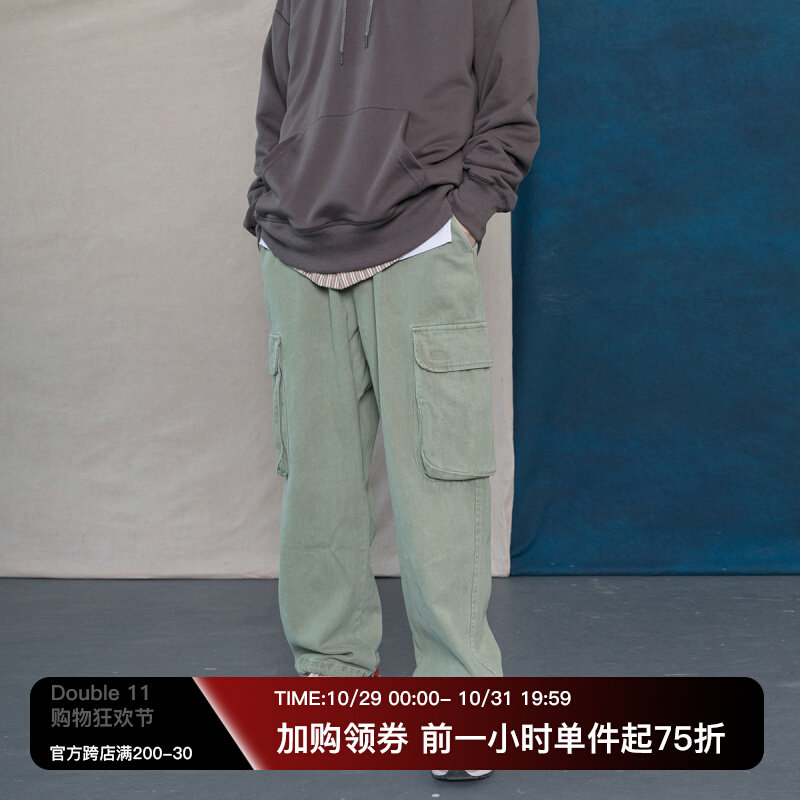 Mr. Montmartre Japanese style street casual pants overalls men's straight loose all-match big pocket trousers