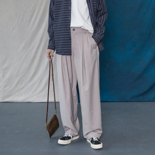 Mr. Montmartre Korean street hipster drape suit pants loose straight lazy casual trousers trousers men