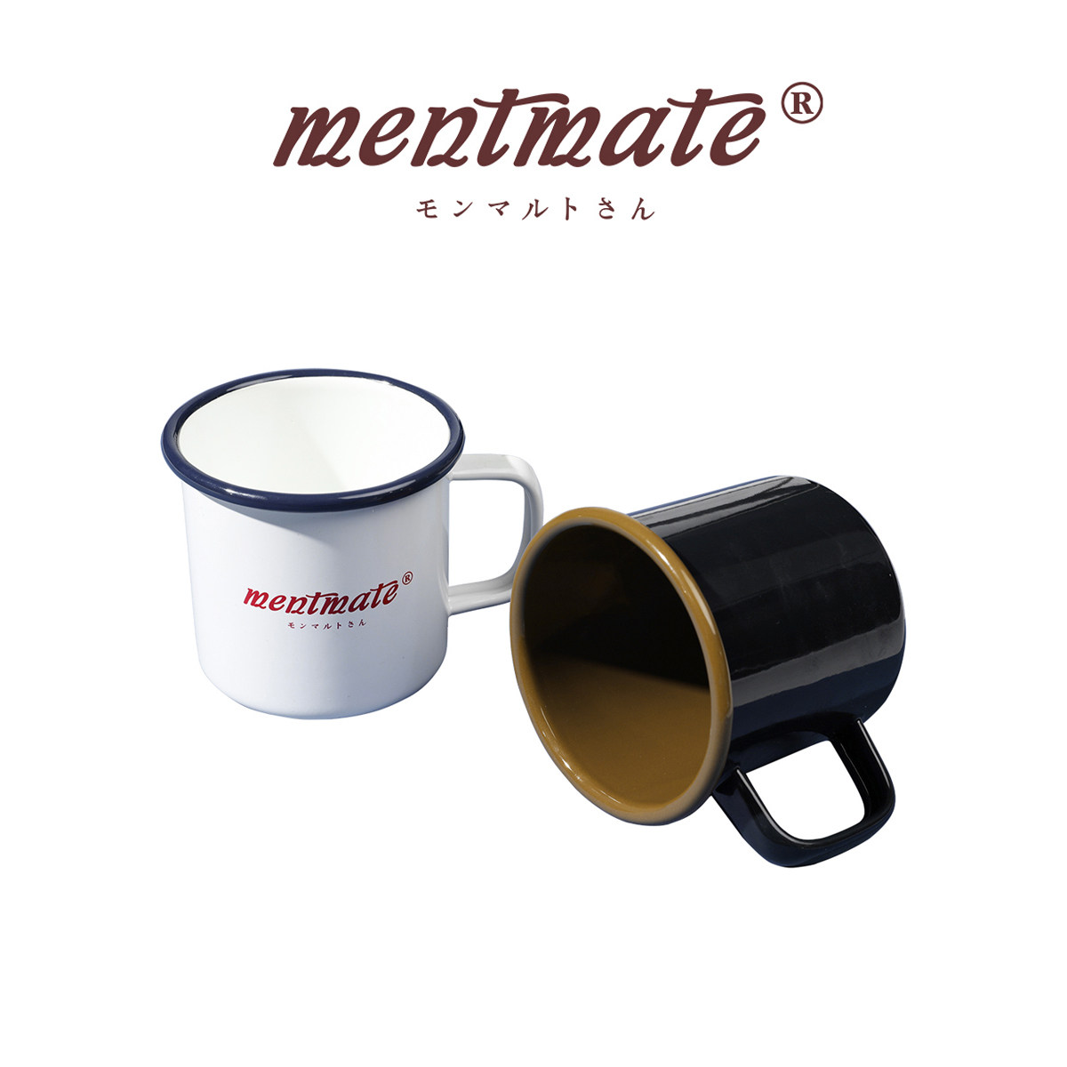 (Tide woo exclusive) National Chao retro enamel enamel belt Cup Japanese simple mug tea cup