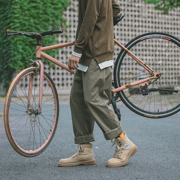 Japanese retro Mori male Ami Khaji overalls Korean version lazy loose nine-point trousers micro-laminated harem trousers