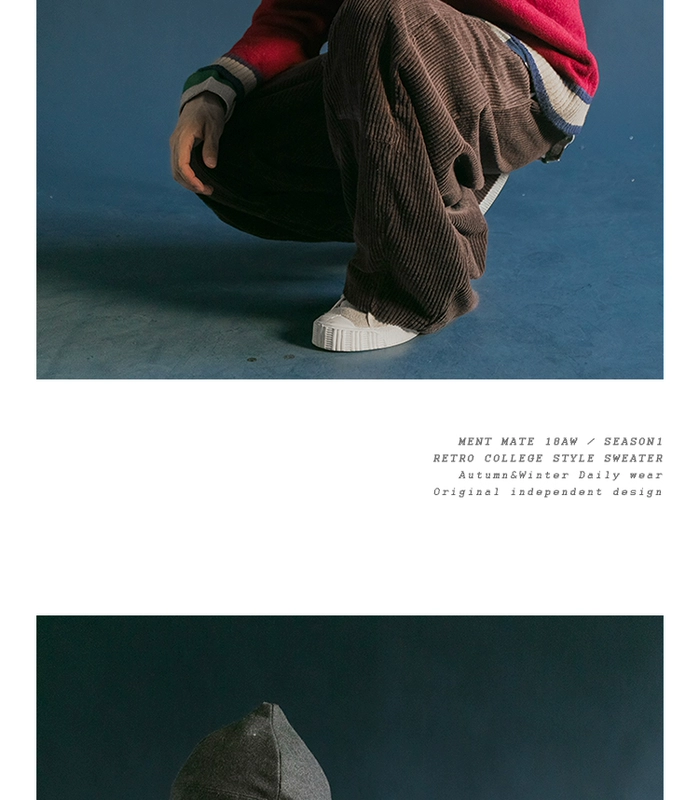 Guochao Hong Kong phong cách retro áo len cổ tròn áo len chui đầu mùa thu và mùa đông Đàn ông và phụ nữ Hàn Quốc áo sơ mi cũ áo khoác nam