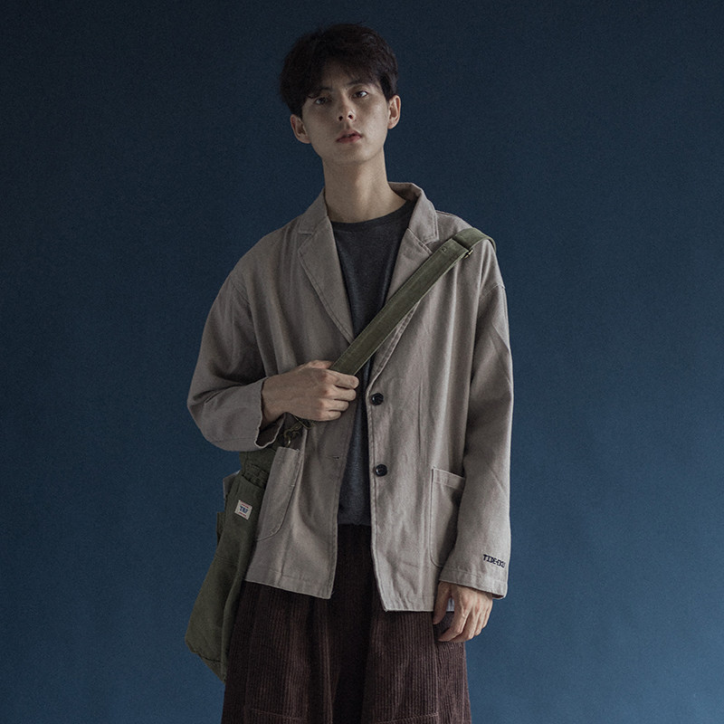 Japanese retro literary Hong Kong style ins old suit jacket Men's and women's BF style simple jacket men's Yuppie top