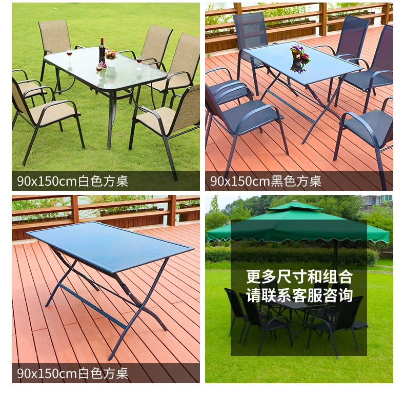 Bàn gấp sắt rèn Teslin giải trí bàn ghế ngoài trời bàn cà phê sân vườn ngoài trời bàn ghế kết hợp bộ đồ nội thất ghế nhựa ngoài trời