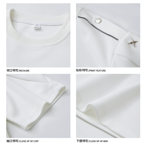 悟空有货 Металлическая трендовая футболка с коротким рукавом, в американском стиле, оверсайз