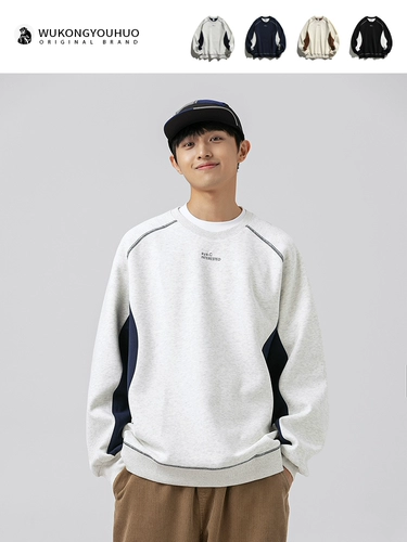 悟空有货 Ретро японский свитшот подходит для мужчин и женщин для влюбленных, оверсайз