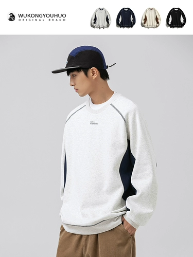 悟空有货 Ретро японский свитшот подходит для мужчин и женщин для влюбленных, оверсайз