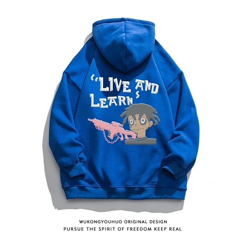 Мультяшная ретро толстовка с капюшоном в стиле хип-хоп, трендовая куртка, в американском стиле, оверсайз