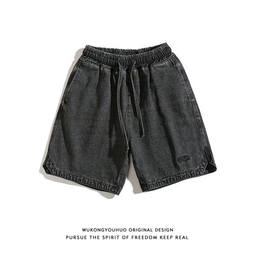 悟空有货 Прямые свободные джинсы, джинсовая юбка, шорты в стиле хип-хоп, штаны, в американском стиле, свободный прямой крой