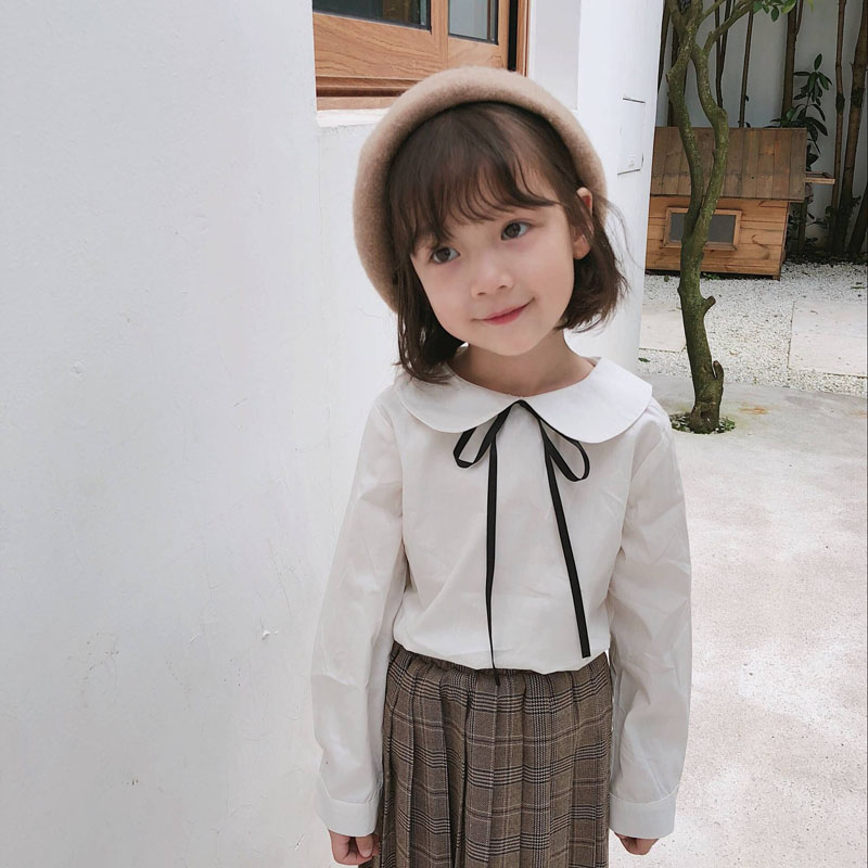 2020 spring new girls' shirts children's college style tops children's clothing long-sleeved tops shirts