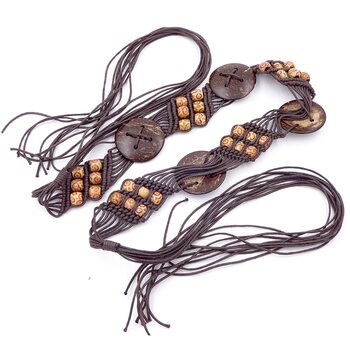 Bohemian waxed rope braided belt for women