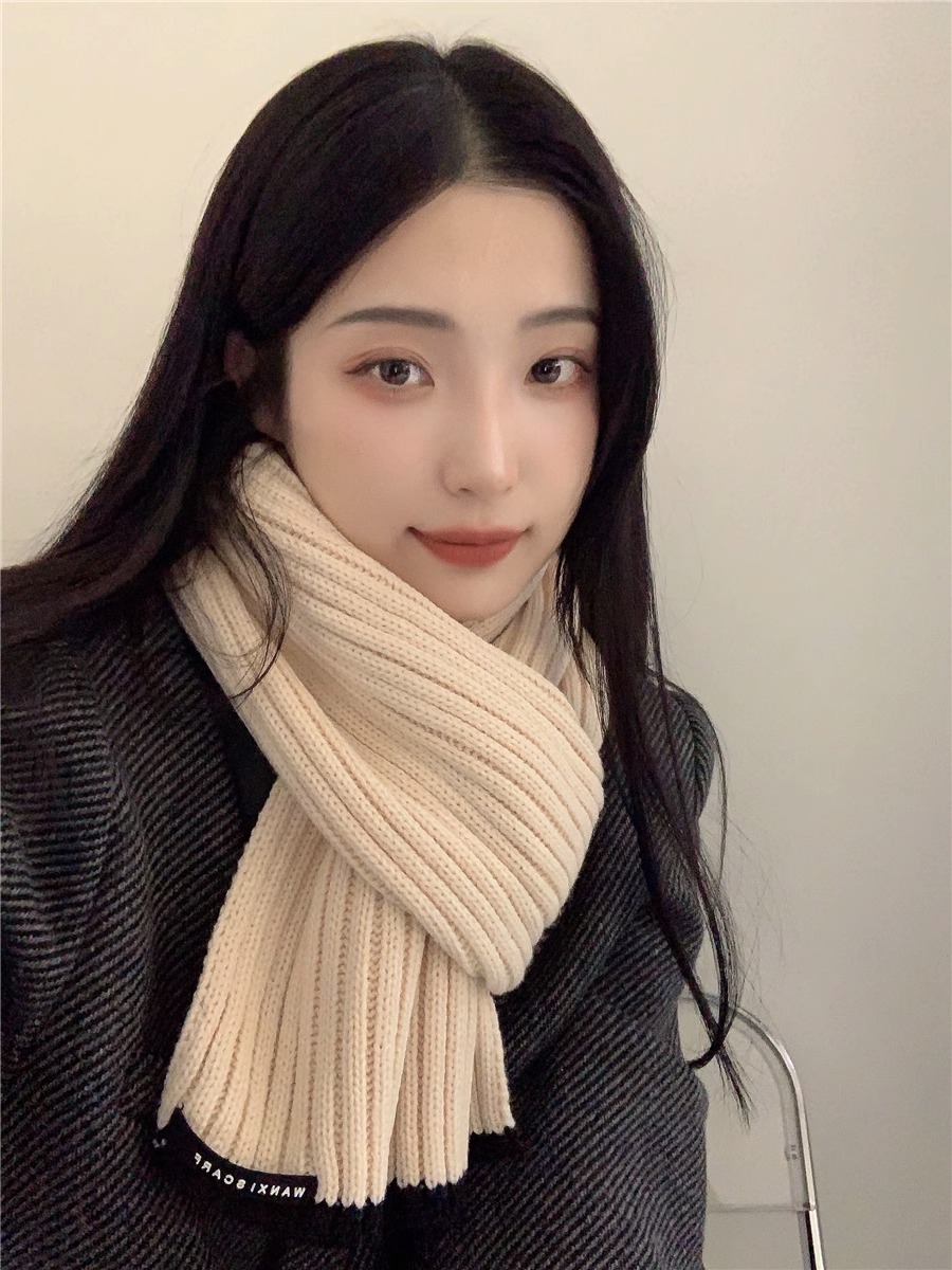 Cence Kaer Method Autumn Winter Couple Black & White Surround neck pure color Jane about 100 hitch a trendy wool knit scarf woman-Taobao