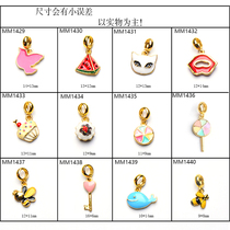 Gilt Cloisonne Watermelon kiss key Bee cartoon pendant DIY sweater chain Hands and feet necklace Accessories pendant