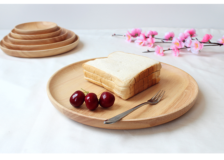 Nhật Bản phong cách rắn gỗ tròn món ăn bằng gỗ tấm tấm trái cây khay trà khay bánh mì tráng miệng tấm gỗ sáng tạo tròn nhỏ tấm khay trà gỗ chạm khắc