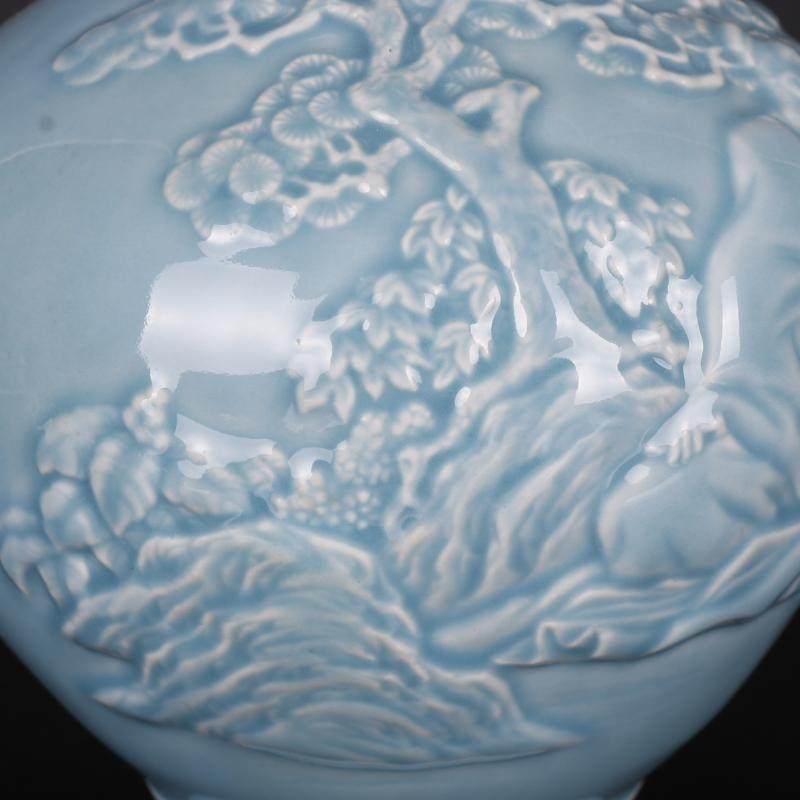 清乾隆豆青雕釉刻人物纹花觚瓶：家居中的中式美学-仿古瓷器-淘宝好物网