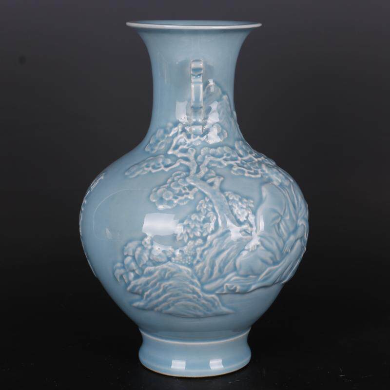 清乾隆豆青雕釉刻人物纹花觚瓶：家居中的中式美学-仿古瓷器-淘宝好物网