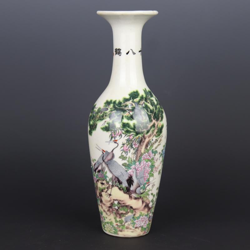 清乾隆粉彩十八鹤纹柳叶美人瓶：家居摆件中的艺术巅峰-仿古瓷器