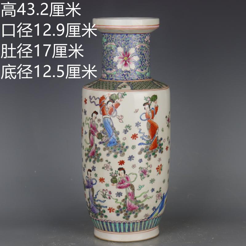 清康熙粉彩人物棒槌瓶瓷器 清康熙粉彩人物棒槌瓶瓷器
