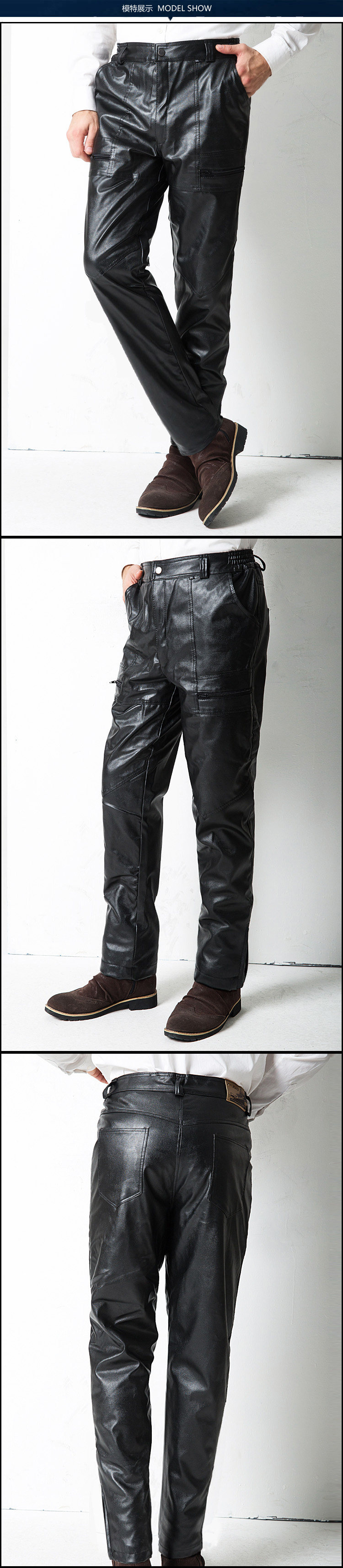 Pantalon cuir homme droit pour hiver - Ref 1483910 Image 13