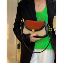 Autumn Lady Bag Bag Method Stick Bag Woman Splicing Collision Color Single Shoulder Method Armband Bag Retro Saddle Pack New 2021 Tide