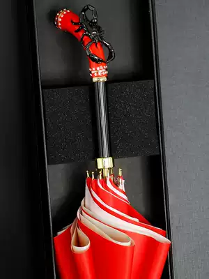DanMunier light luxury umbrella creative design craft long-handled umbrella European court red solid color umbrella gift box